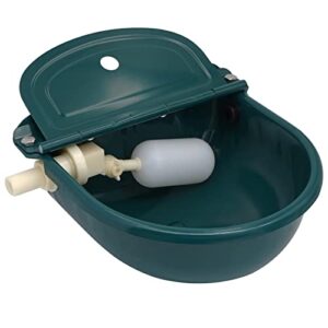 muduoban automatic water bowl with float valve stainless steel livestock water trough for dog horse cattle pig chicken goat sheep (green)
