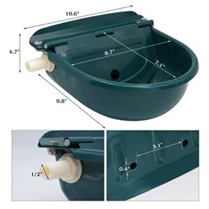 MUDUOBAN Automatic Water Bowl with Float Valve Stainless Steel Livestock Water Trough for Dog Horse Cattle Pig Chicken Goat Sheep (Green)