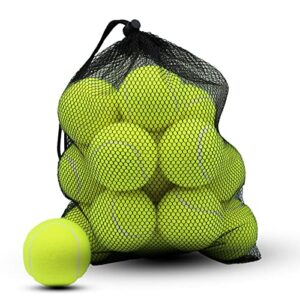 zhuokece tennis balls, 18 pack training tennis balls practice balls with mesh bag for easy transport, pet dog playing balls, fit for beginner training ball (green)
