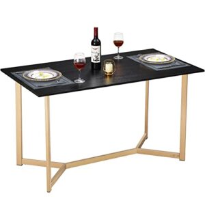 saygoer dining table 51.2 inch, multifuntional modern dining room table for 2-4, space saving rectangular kitchen table, heavy duty metal frame, industrial dinner table, easy assembly, black gold
