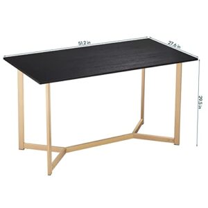 SAYGOER Dining Table 51.2 Inch, Multifuntional Modern Dining Room Table for 2-4, Space Saving Rectangular Kitchen Table, Heavy Duty Metal Frame, Industrial Dinner Table, Easy Assembly, Black Gold