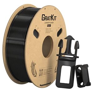 gratkit pla+ filament 1.75mm, 3d printer filament,+/-0.03mm,1kg,pla plus black
