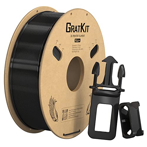 GratKit PLA+ Filament 1.75mm, 3D Printer Filament,+/-0.03mm,1KG,PLA Plus Black