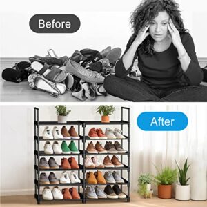 Samhe 6 Tiers Shoe Rack, 24 Pairs Shoes Boots Storage Organizer Stackable Metal Stand Shelf for Closet Entryway Hallway, Black