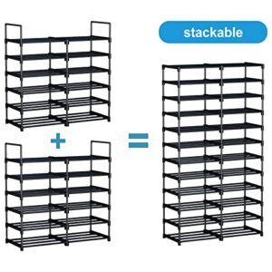 Samhe 6 Tiers Shoe Rack, 24 Pairs Shoes Boots Storage Organizer Stackable Metal Stand Shelf for Closet Entryway Hallway, Black