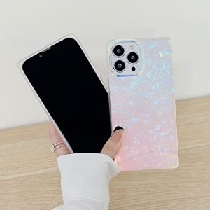 YeLoveHaw Designed for iPhone 14 Pro Max Case for Women Girls, Glitter Pearly-Lustre Shell Colorful Shiny Laser Chippy Pattern, Right-Angled Slim Protective Phone Cover for iPhone 14ProMax(Fragment)