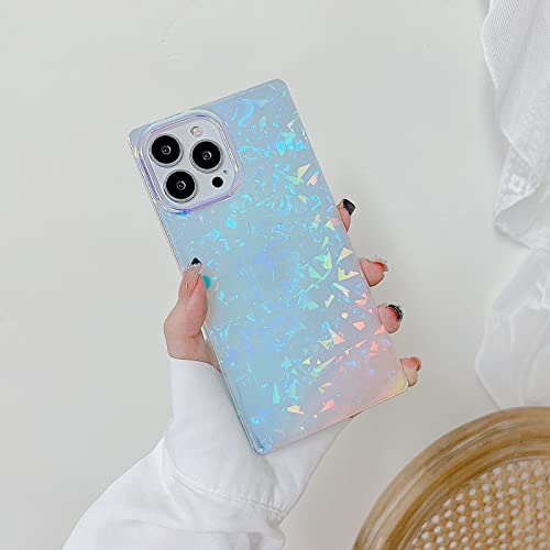 YeLoveHaw Designed for iPhone 14 Pro Max Case for Women Girls, Glitter Pearly-Lustre Shell Colorful Shiny Laser Chippy Pattern, Right-Angled Slim Protective Phone Cover for iPhone 14ProMax(Fragment)