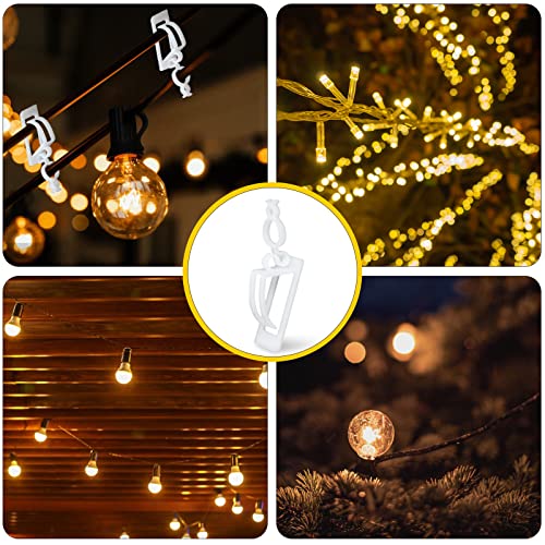 Sekmet 200pcs Holiday Light Clips Christmas Light Hooks,Gutters&Shingle Hooks, Roof, Fence Hooks for Hanging Mini, C6, C7, C9, Rope, Icicle String Lights and Other Outdoor&Indoor Lights, Tool Free