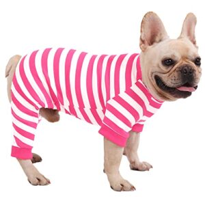uadonile dog pajamas,95% cotton thermal jumpsuit,comfortable striped pjs,size from xs-xxxl,for small large dog breeds,pink,large,l.