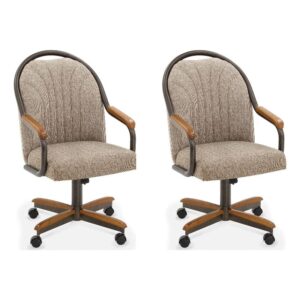 chromcraft douglas swivel dining chair in chestnut and texture bronze (set of 2)