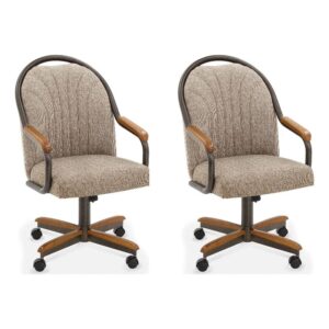 Chromcraft Douglas Swivel Dining Chair in Chestnut and Texture Bronze (Set of 2)