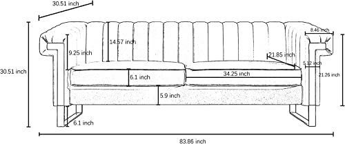 ANTTYBALE 83'' Orange Velvet Couch Sofa Mid-Century Modern Love Seat Chesterfield 3 Seat Couches Sofa for Living Room Apartment (Orange)