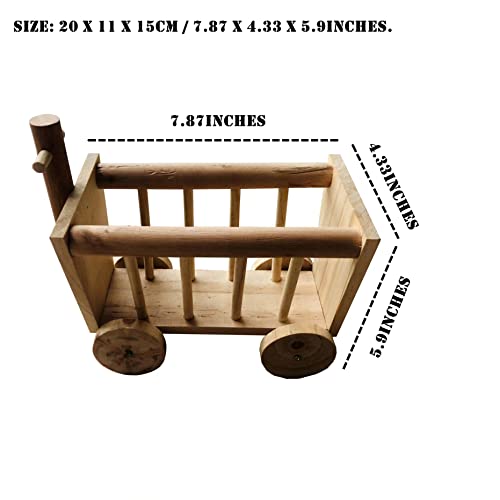 Shuoxpy Rabbit Hay Feeder Rack, Guinea Pig Wooden Carriage Hay Feeder, Chinchilla Alfalfa Timothy Hay Dispenser, Less Wasted Small Animals Hay Manger for Rabbits Guinea Pig Chinchilla