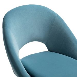 luxe office velvet task chair, comfy curved back ergonomic design plush thickened seat | home desk gaming, metal five-pronged base with wheels | seat height adjustable & swivel, sky light blue