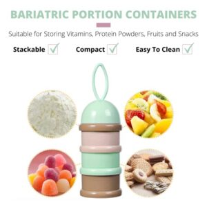 Ultra Diet Portion Control Container Set, Stackable and Detachable, Leak-Proof, Ideal for Weight Control or Storing Food, Snacks or Protein Powders, Bariatric Friendly, 6 Pieces Total (Green-Brown)