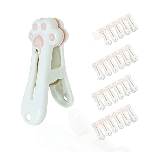 Plastic Clothespins Laundry Clothes Pins-24 Pack, Traceless Clothes Pegs, Bag Clips, Food Package Clip, with Cute Cat Claw Pattern