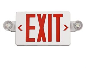 tanlux red exit sign with emergency lights, led emergency exit light with battery backup, ul listed, ac 120/277v, commercial emergency lights combo for business - 1 pack