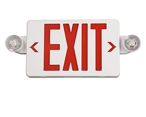 TANLUX Red Exit Sign with Emergency Lights, LED Emergency Exit Light with Battery Backup, UL Listed, AC 120/277V, Commercial Emergency Lights Combo for Business - 1 Pack