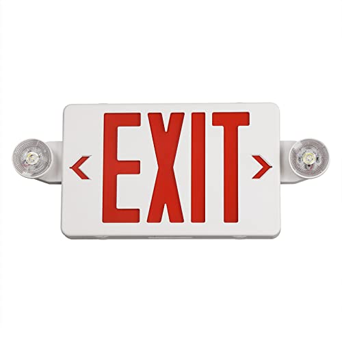 TANLUX Red Exit Sign with Emergency Lights, LED Emergency Exit Light with Battery Backup, UL Listed, AC 120/277V, Commercial Emergency Lights Combo for Business - 1 Pack