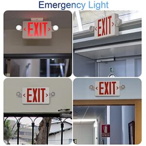 TANLUX Red Exit Sign with Emergency Lights, LED Emergency Exit Light with Battery Backup, UL Listed, AC 120/277V, Commercial Emergency Lights Combo for Business - 1 Pack