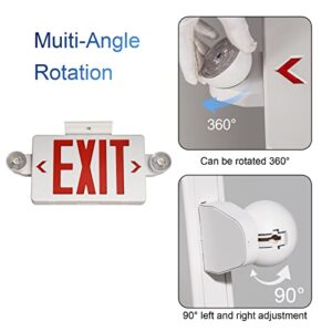 TANLUX Red Exit Sign with Emergency Lights, LED Emergency Exit Light with Battery Backup, UL Listed, AC 120/277V, Commercial Emergency Lights Combo for Business - 1 Pack