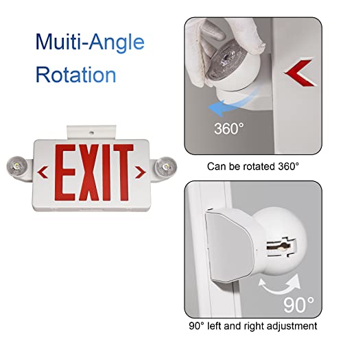 TANLUX Red Exit Sign with Emergency Lights, LED Emergency Exit Light with Battery Backup, UL Listed, AC 120/277V, Commercial Emergency Lights Combo for Business - 1 Pack