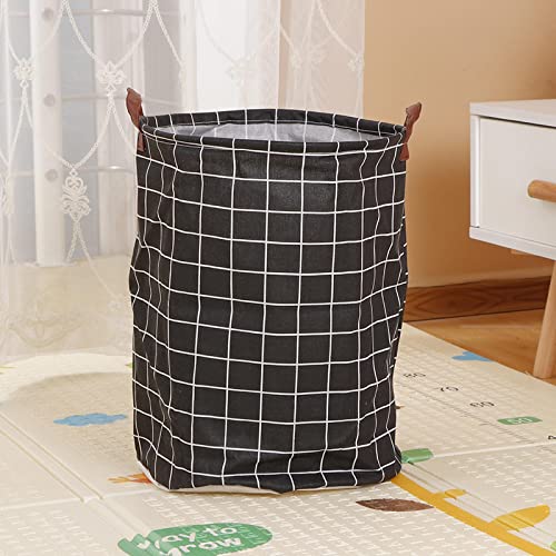 Wress Home Fabric Dirty Clothes Basket Dirty Clothes Basket Home Storage Basket Laundry Bucket Folding Storage Dirty Clothes Basket Black Checkered -2