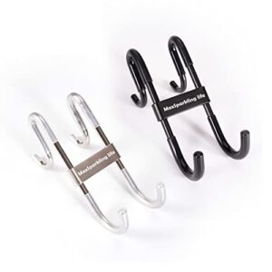 MaxSparkling life 2 Pack Shower Glass Door Hooks, Stainless Steel Double Hook Design, with Silicone Cover to Prevent Scratch, Black Hooks for Bathroom Glass Door Shower Door Hanging Towels, Bathrobes