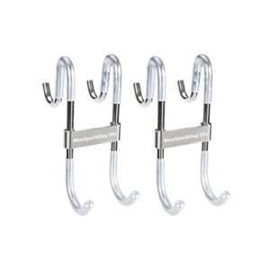 MaxSparkling life 2 Pack Shower Glass Door Hooks, Stainless Steel Double Hook Design, with Silicone Cover to Prevent Scratch, Black Hooks for Bathroom Glass Door Shower Door Hanging Towels, Bathrobes