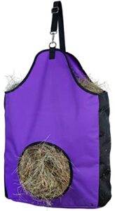 hirquiticke premium durable horse slow feed hay bag with metal snap fastener and heavy adjustable strap