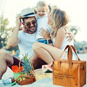 IAOVENN Insulated Tyvek paper lunch bag, reusable brown paper bag, Leakproof, durable snack bags for women and men Lunch Box