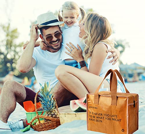 IAOVENN Insulated Tyvek paper lunch bag, reusable brown paper bag, Leakproof, durable snack bags for women and men Lunch Box