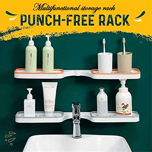 ZBYCYZ Bathroom Corner Punch-free Rack,180 Degrees Rotation Storage Rack Corner Shower Shelves,Drain Hole Design-No Drilling Installation,Wall Mount Shower Caddy (grey)