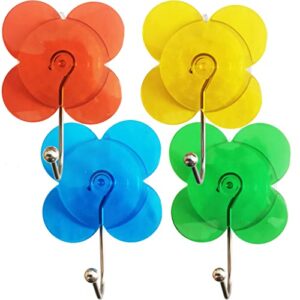 jzmyxa suction cup hooks 2.36 inches flower-shaped pvc suction cups rust-proof metal hook heavy duty suction cup holds up to 7 lbs, for smooth glass smooth tile smooth metal(8 pack)