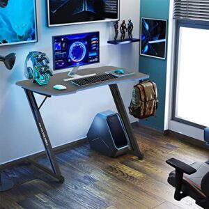yewuli 39.4'' gaming desk computer desk gaming table z shaped gaming workstation pc gamer desk small computer desk adjustable height with headphone hook, blue