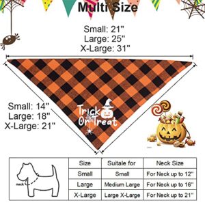 ADOGGYGO Halloween Dog Bandanas, Classic Plaid Dog Scarf Bib, Premium Cotton Fabric, Multiple Sizes Offered, Halloween Bandanas for Small Medium Dogs Pets (Small, Halloween)