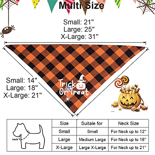 ADOGGYGO Halloween Dog Bandanas, Classic Plaid Dog Scarf Bib, Premium Cotton Fabric, Multiple Sizes Offered, Halloween Bandanas for Small Medium Dogs Pets (Small, Halloween)