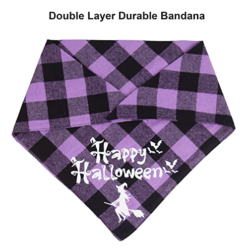 ADOGGYGO Halloween Dog Bandanas, Classic Plaid Dog Scarf Bib, Premium Cotton Fabric, Multiple Sizes Offered, Halloween Bandanas for Small Medium Dogs Pets (Small, Halloween)