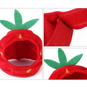 MQQYLBHDS XS Dog Halloween Costume Adjustable Cat Strawberry Hat Cute Pet Headgear Puppy Warm Cap Head Accessories for Small Dogs Kitten Rabbit (Strawberry)