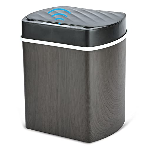 Weniii Trash Can Touchless Motion Sensor Garbage Can Touch Free Automatic Kitchen Trash Can with Lid for Bathroom Office Smart Brown