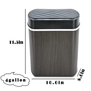 Weniii Trash Can Touchless Motion Sensor Garbage Can Touch Free Automatic Kitchen Trash Can with Lid for Bathroom Office Smart Brown