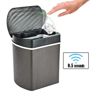 Weniii Trash Can Touchless Motion Sensor Garbage Can Touch Free Automatic Kitchen Trash Can with Lid for Bathroom Office Smart Brown
