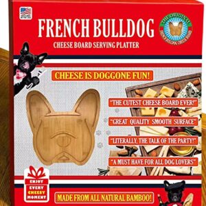 Frenchie The French Bulldog Cheese Board, 12" inch Natural Bamboo Cheese Board and Charcuterie Boards, Serving Tray Aperitif Funny Dog Gift Wine Meat Cheese Platter Unique Women Gifts for Housewarming