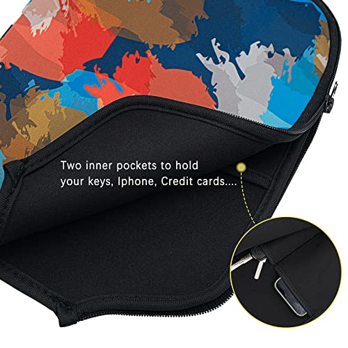 Neoprene Pickleball Paddle Cover Pickleball Racket Sleeve with Inner Pockets and Handle Strap Pickleball Paddle Cover Ball Holder Organizer Bag (Blue art print)