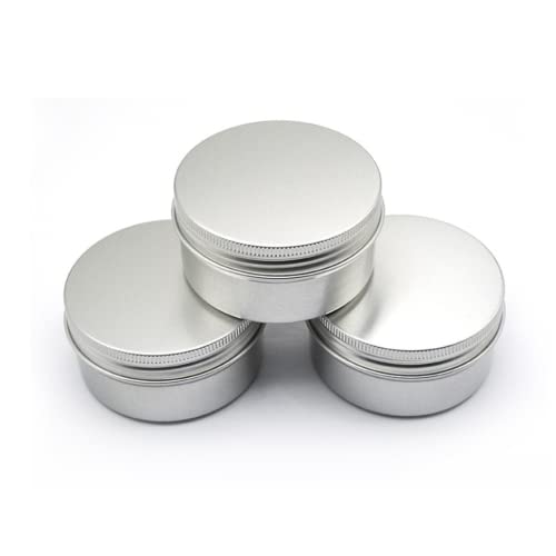 HadHfun 3 pcs 2 oz (Approx. 56.7 g) Round Metal cans Empty Aluminum cans Storage containers with Screw lids Empty Slide containers