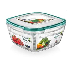 plastart food storage containers airtight plastic for pantry & kitchen organization, snack bins with latching lids- clear dishwasher safe, doesn't absorb odors 1 lt (lc-105)