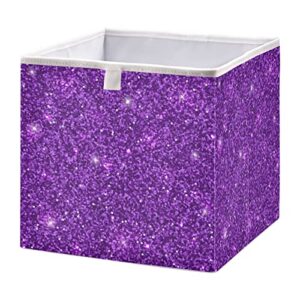 kigai purple glitter sequins cabinet storage basket, 15.75 x 10.63 x 6.96 inches, collapsible closet storage bins for home bedroom office