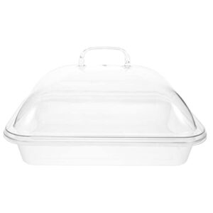 upkoch acrylic box acrylic cake serving tray with lid clear rectangular dessert appetizer serving dish platter food tray for seafood cheeses meats home kitchen party decor serving tray