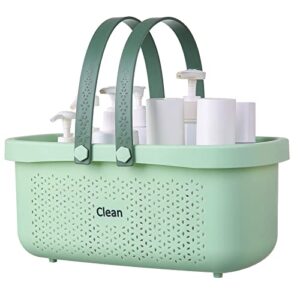 happy motte plastic portable shower caddy, bathroom shower caddy basket tote with handle for collage dorm camp travel green