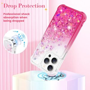 Ruky for iPhone 14 Pro Glitter Case, Bling Sparkle Flowing Quicksand Waterfall Flexible Soft TPU Bumper Cushion Shockproof Protective Women Girls Phone Case for iPhone 14 Pro 6.1 inches, Gradient Pink